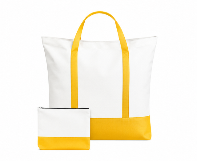 YELLOW ZIPPERED TOTE BAG