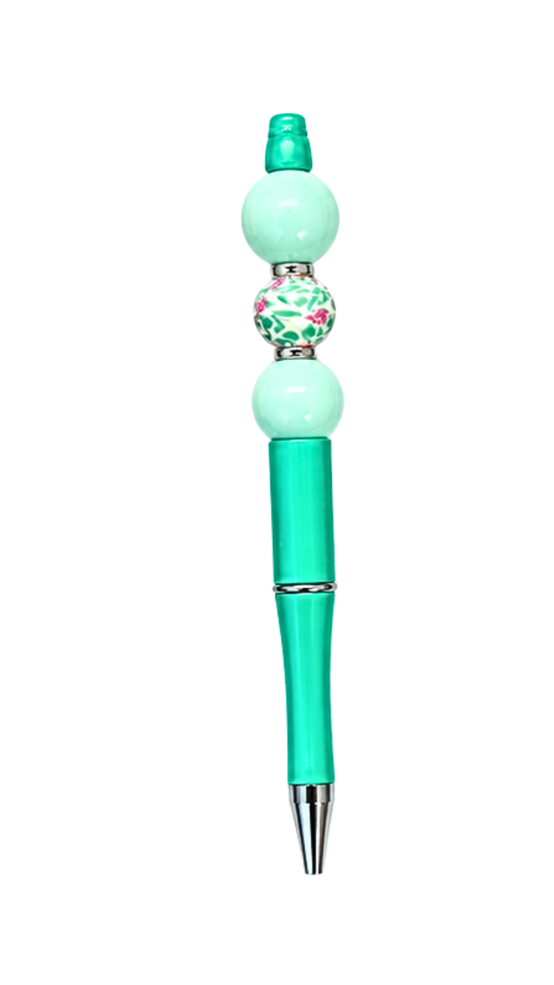 MINT PEN WITH LIGHT MINT & FLORAL BEADS