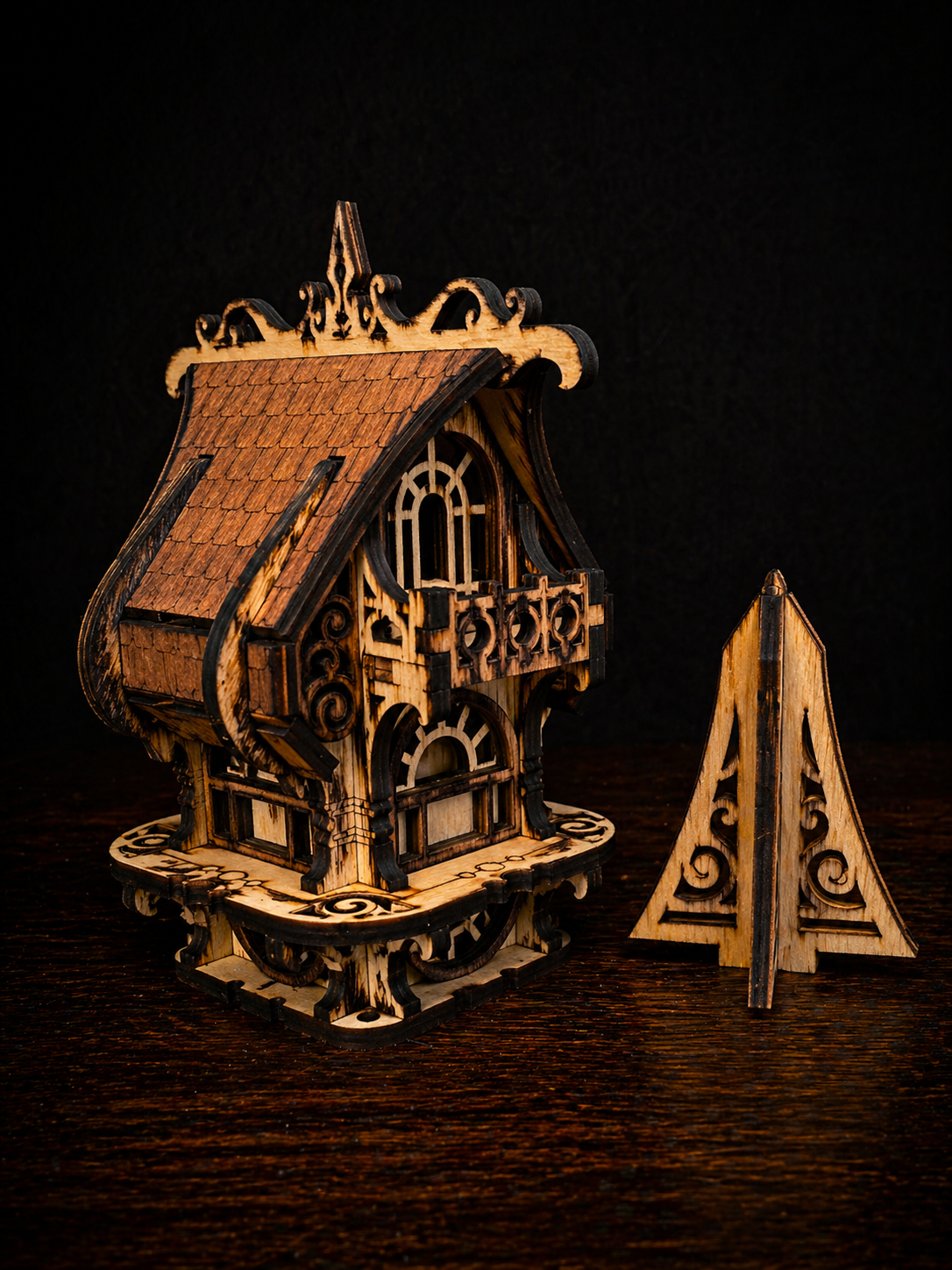 1 DARK BROWN AN TAN FANTASY HOUSE