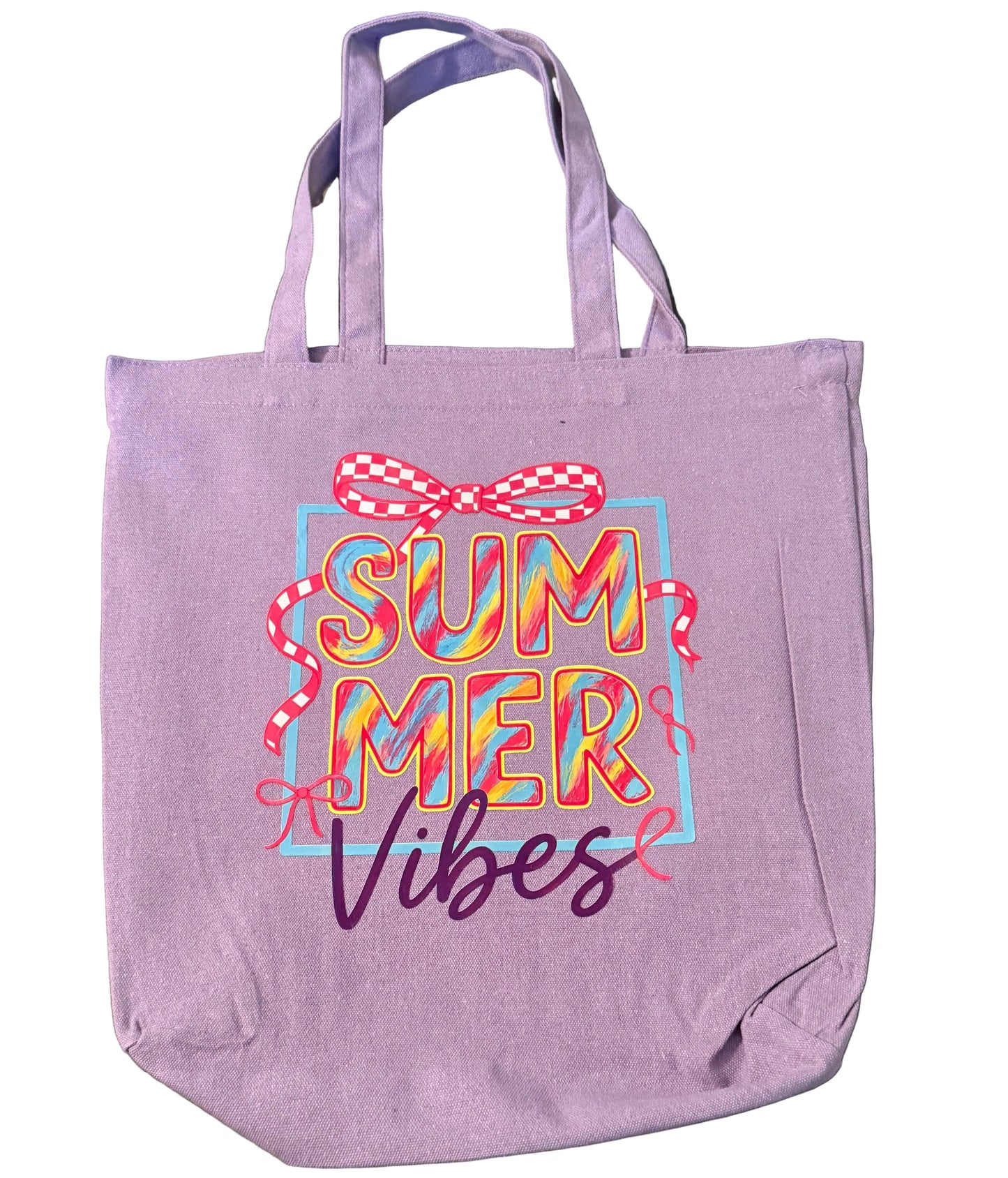 PURPLE SUMMER VIBES ZIPPERED TOTE BAG
