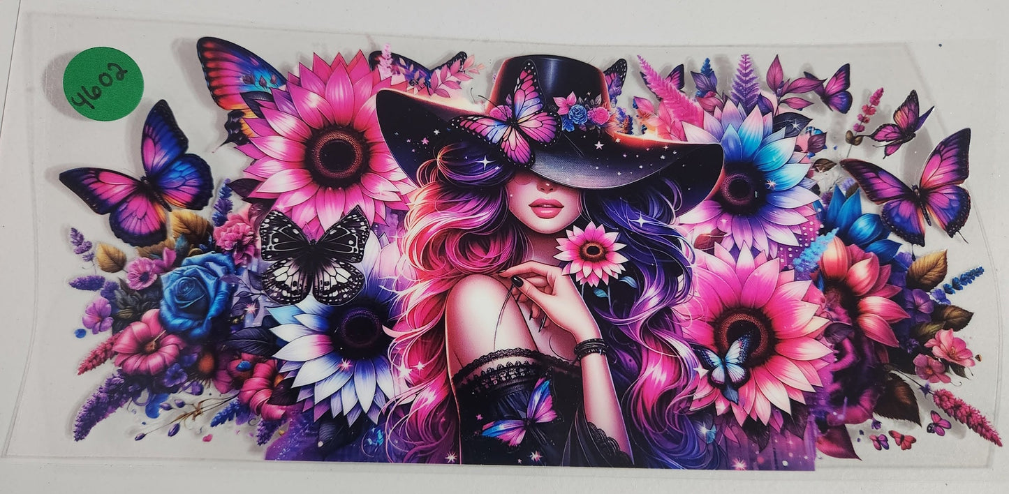 4602 FLORAL GIRL CUP DECAL