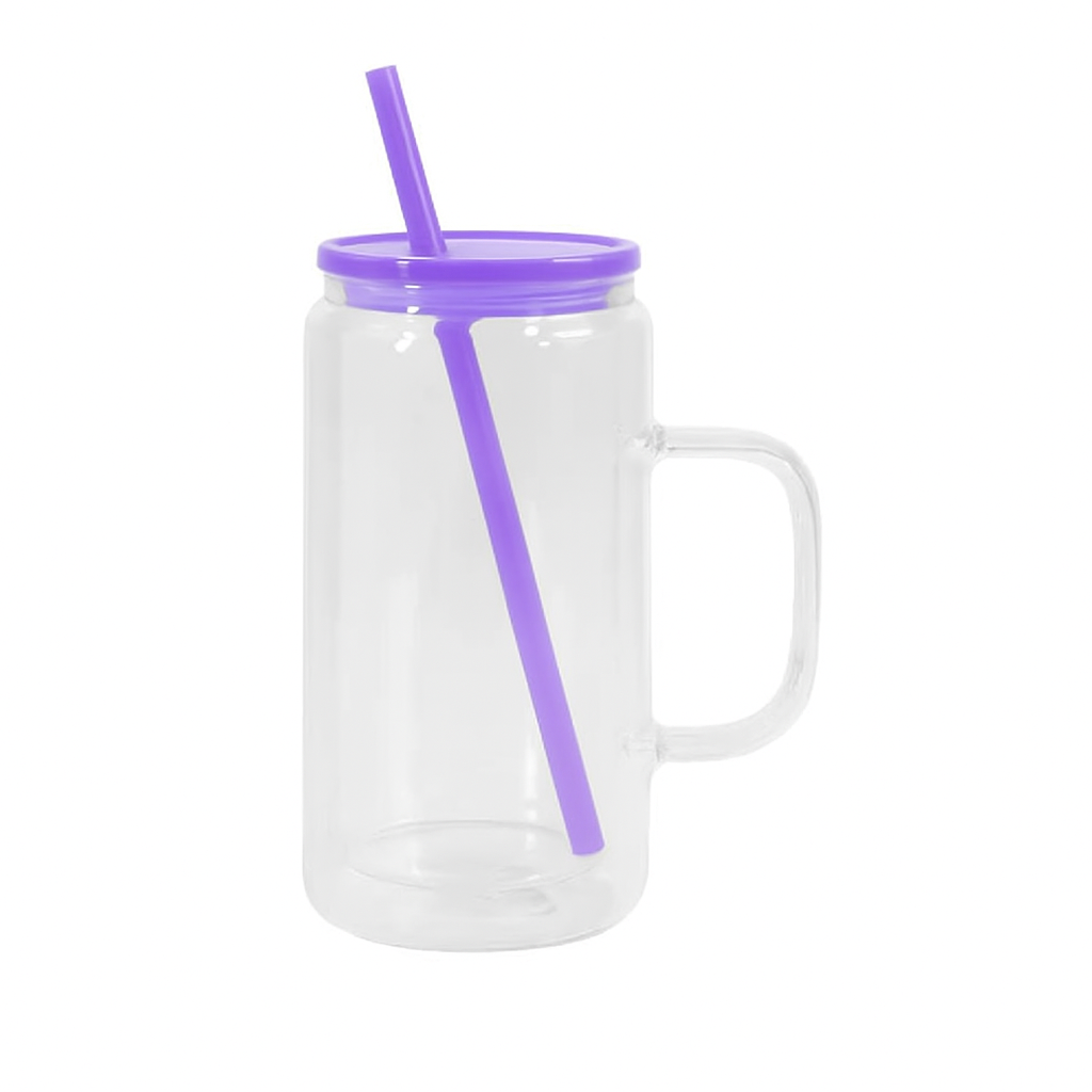 16oz GLASS PURPLE WITH HANDLE