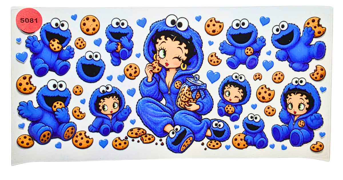 5081 DARK BLUE BETTY BOOP COOKIE MONSTER CUP DECAL