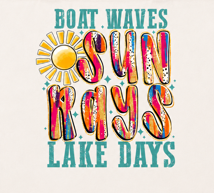 BOAT WAVES SUN RAYS TOTE BAG TRANSFER