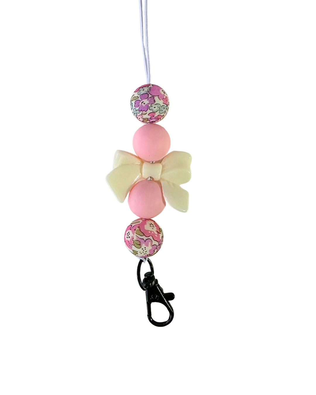 YELLOW BOW WITH PINK AND FLORAL BEADS FRESHIE HANGER