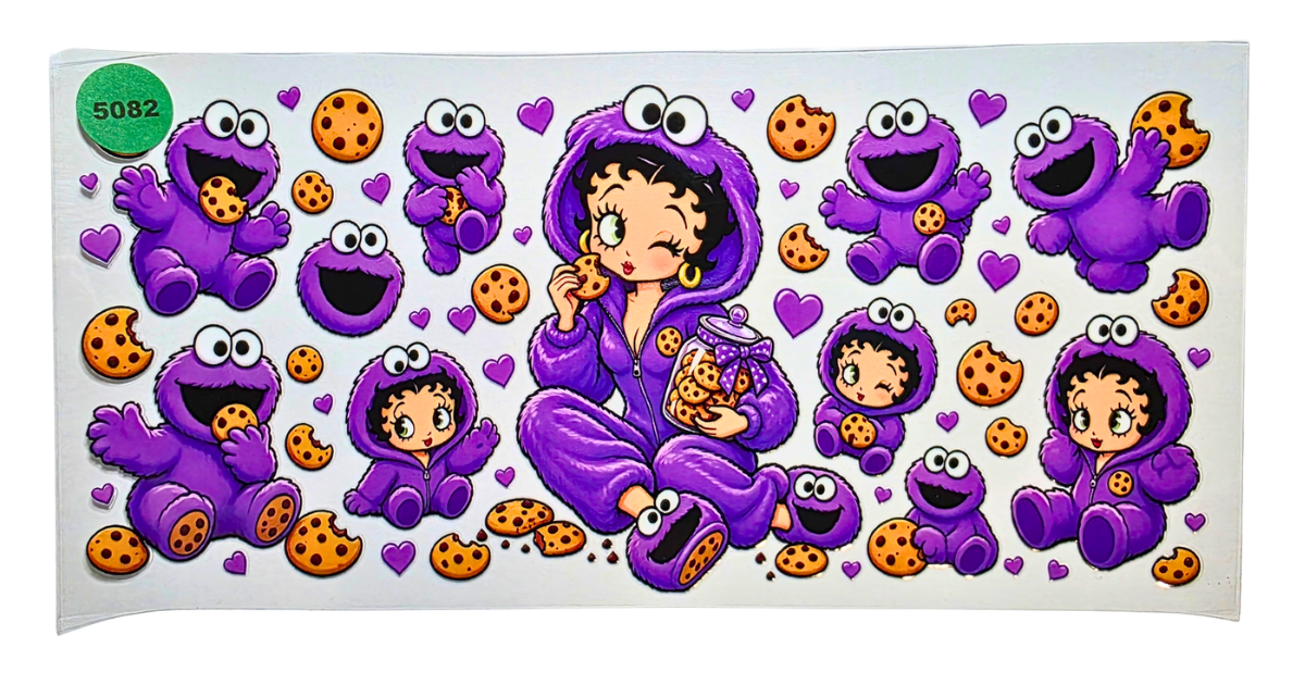 5082 PURPLE BETTY BOOP COOKIE MONSTER CUP DECAL