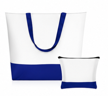 DARK BLUE TOTE BAG W/ COSMETIC BAG
