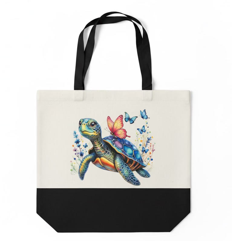 TURTLE ZIPPERED TOTE BAG