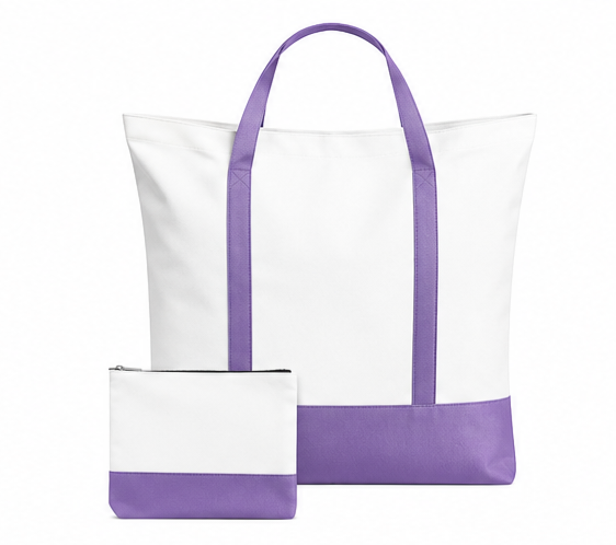 LIGHT PURPLE ZIPPERED TOTE BAG