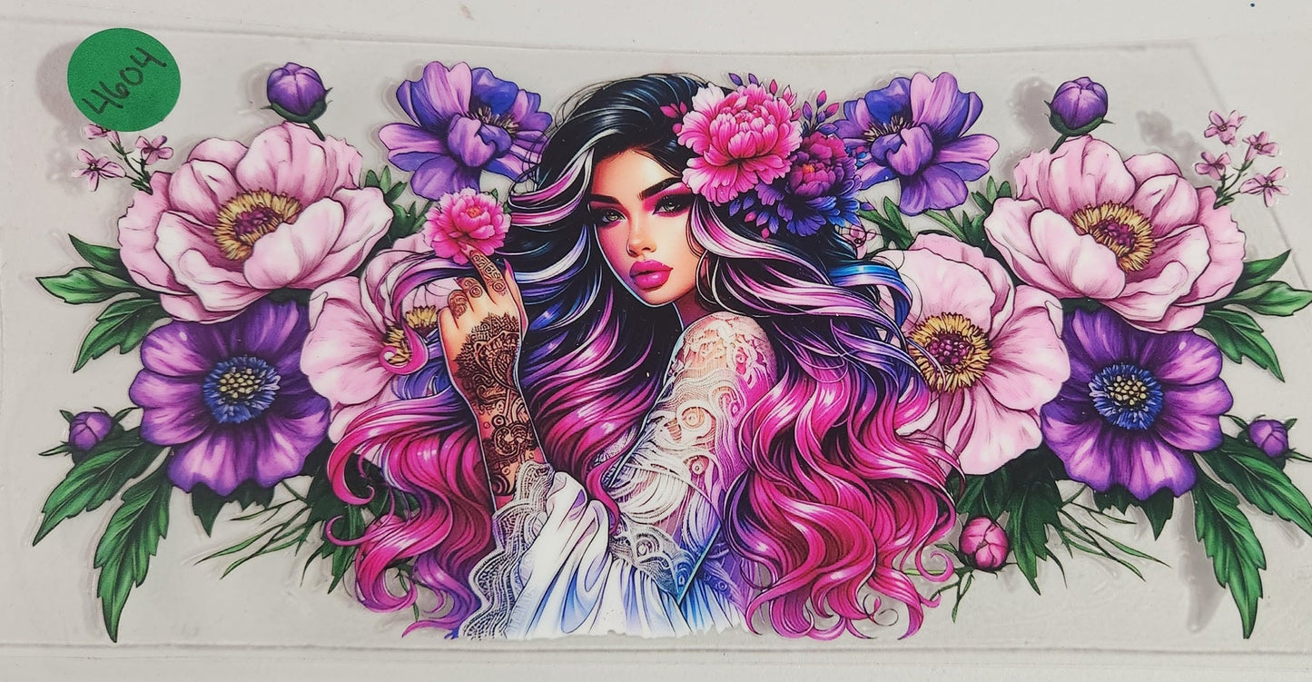 4604 FLORAL GIRL CUP DECAL