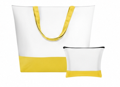 YELLOW TOTE BAG W/ COSMETIC BAG