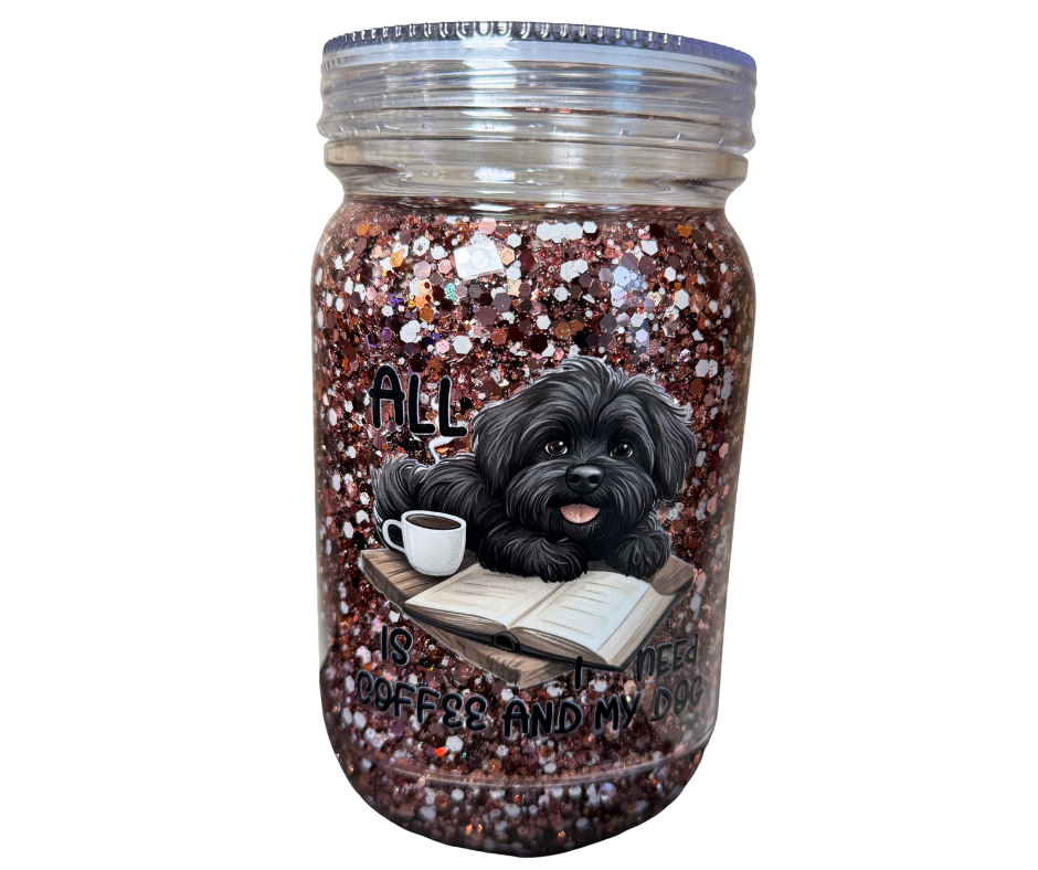 20oz MASON JAR WITH DOG DECAL