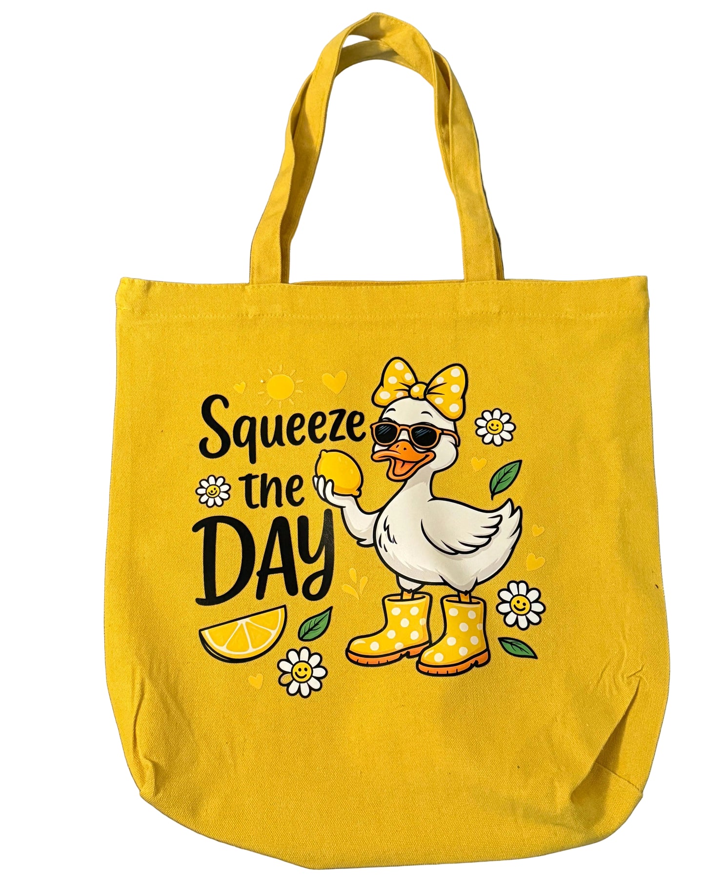 SQUEEZE THE DAY ZIPPERED TOTE BAG