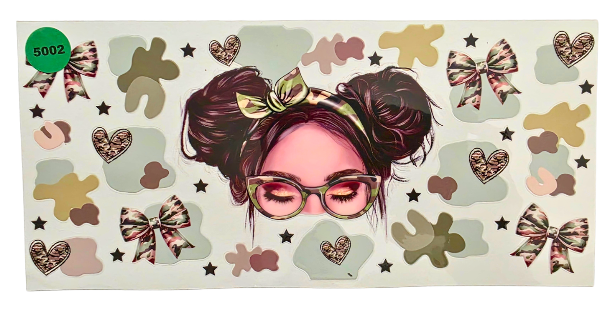 5002 CAMO MESSY BUN CUP DECAL