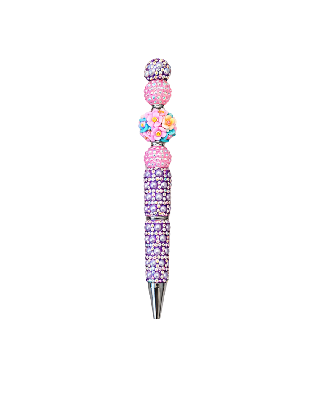 RHINESTONE PEN WITH FLORAL BEAD