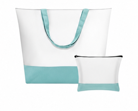 MINT TOTE BAG W/ COSMETIC BAG