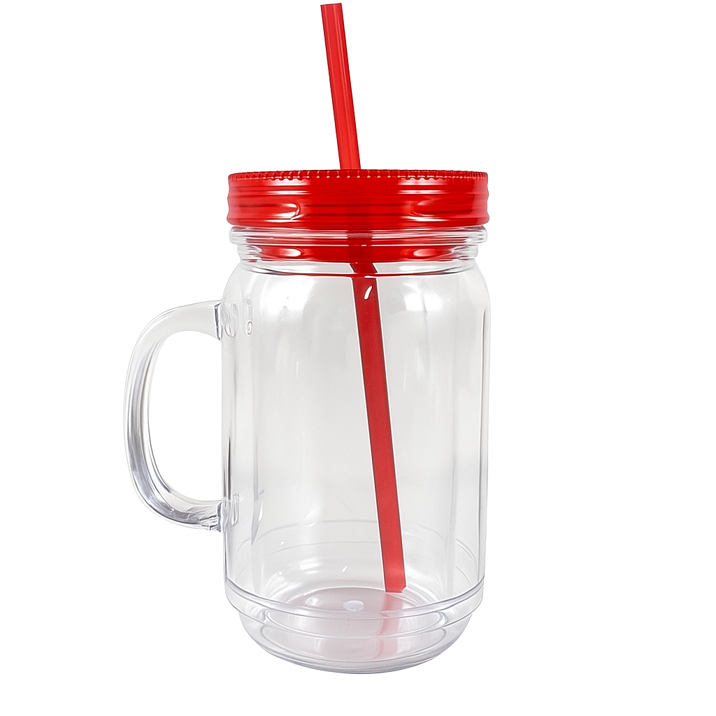 20oz MASON JAR RED