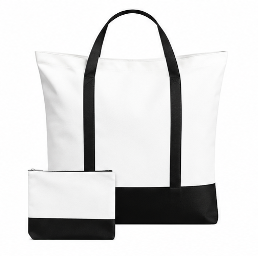 BLACK ZIPPERED TOTE BAG