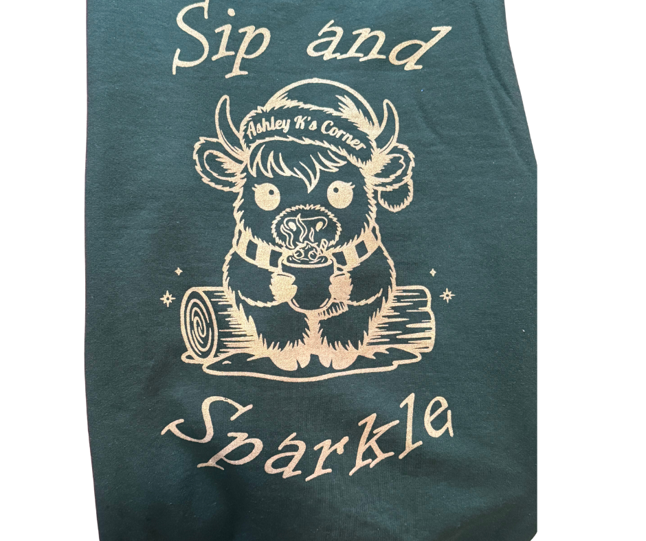 GREEN SIP & SPARKLE T-SHIRT