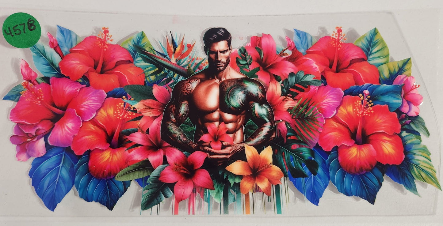 4578 TATTOOS AND FLORALS CUP DECAL
