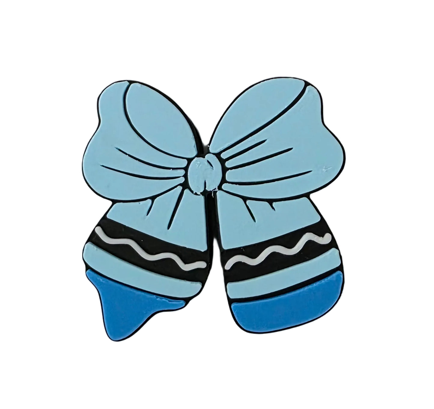 BLUE CRAYON BOW STRAW TOPPER