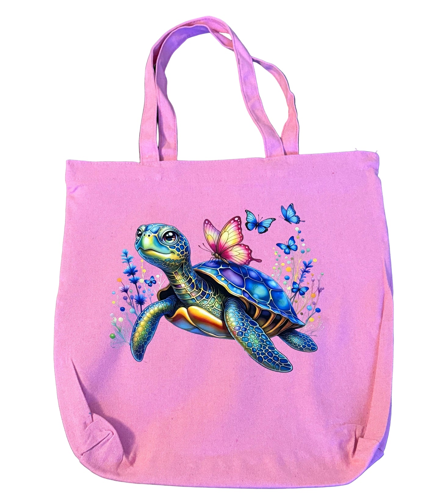 PINK TURTLE ZIPPERED TOTE BAG