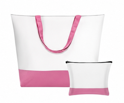 DARK PINK TOTE BAG W/ COSMETIC BAG