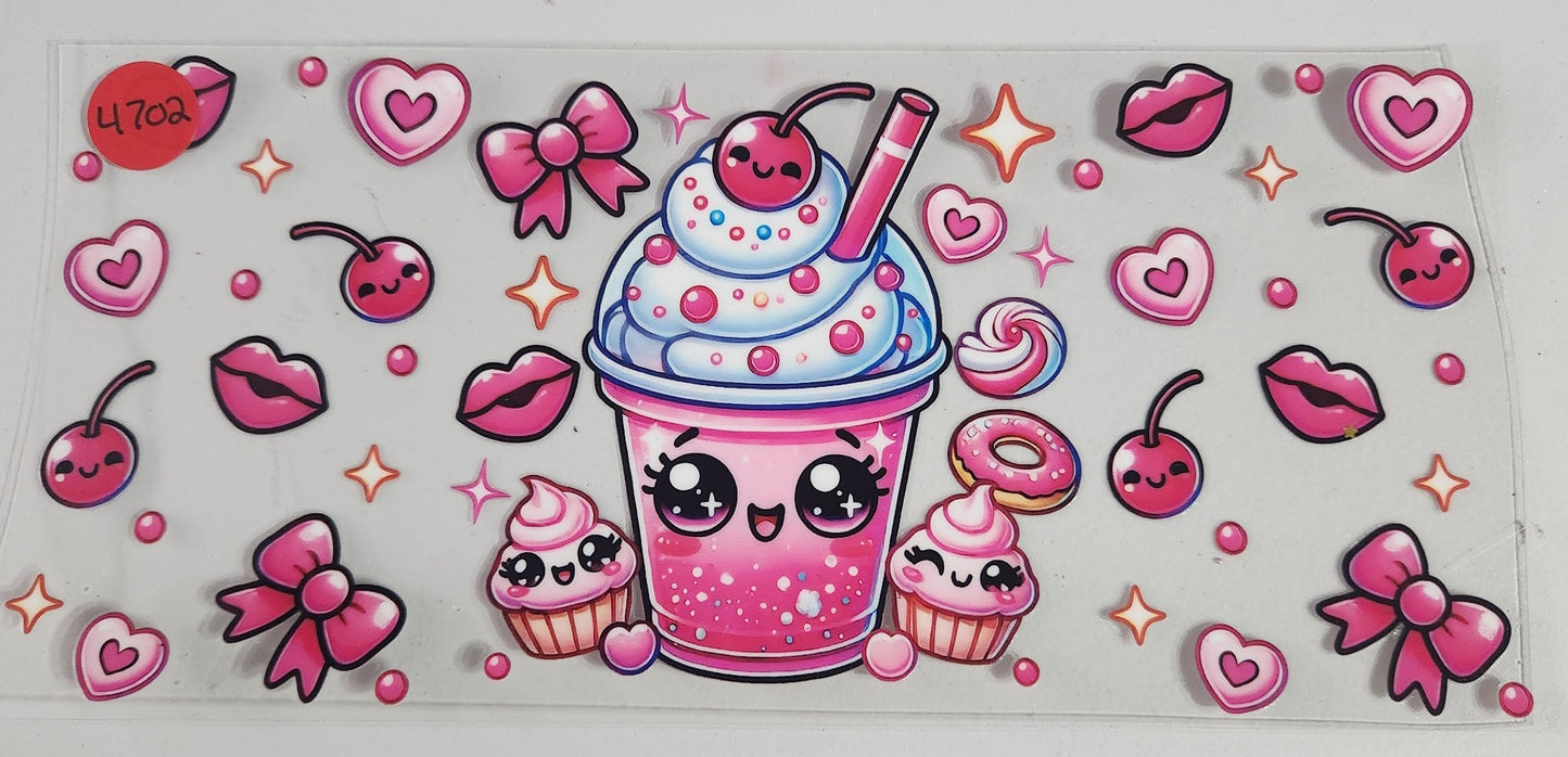 4702 PINK DRINK & CUPCAKE CUP DECAL