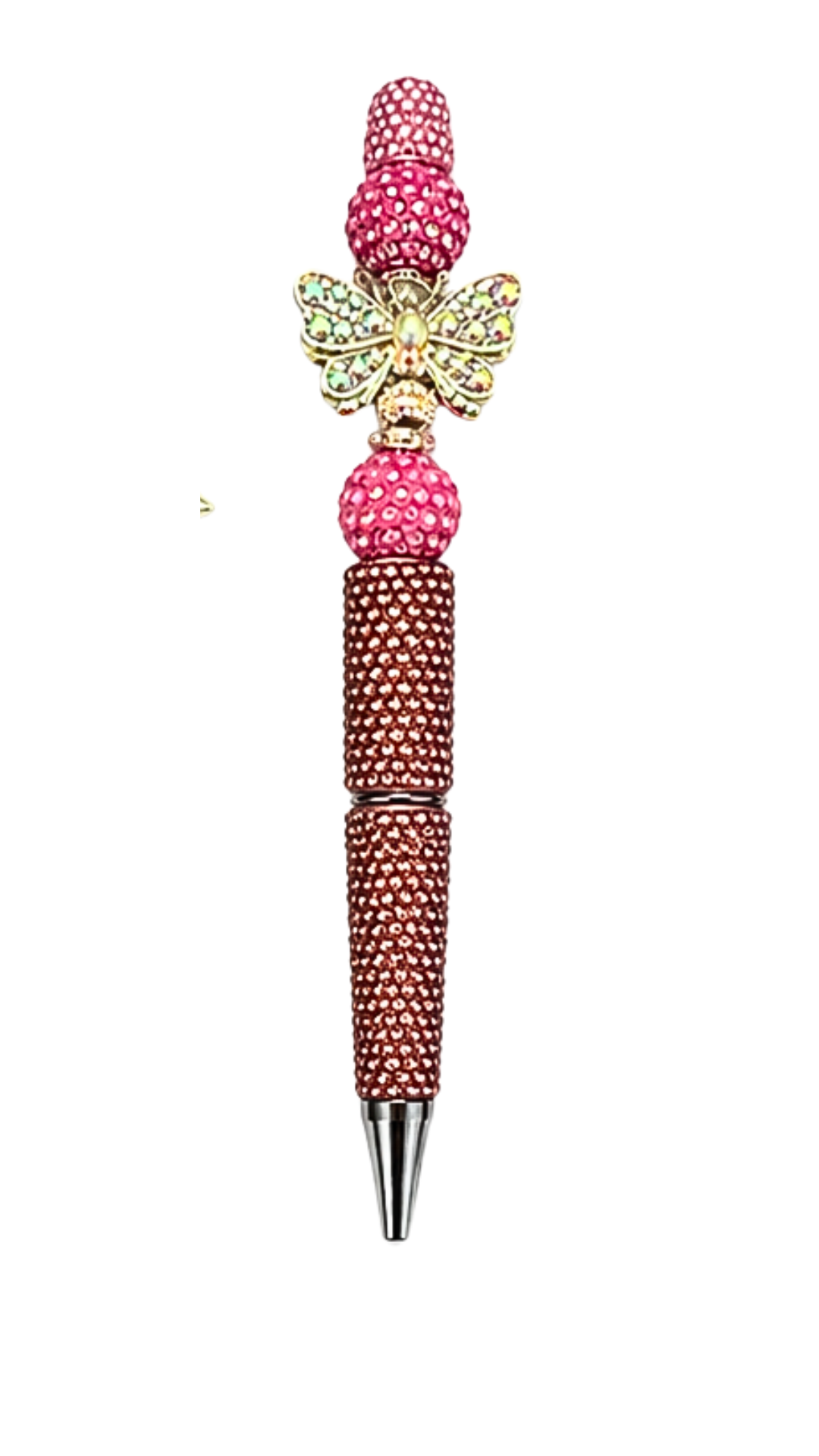 RHINESTONE PINK PEN WITH BUTTERFLY