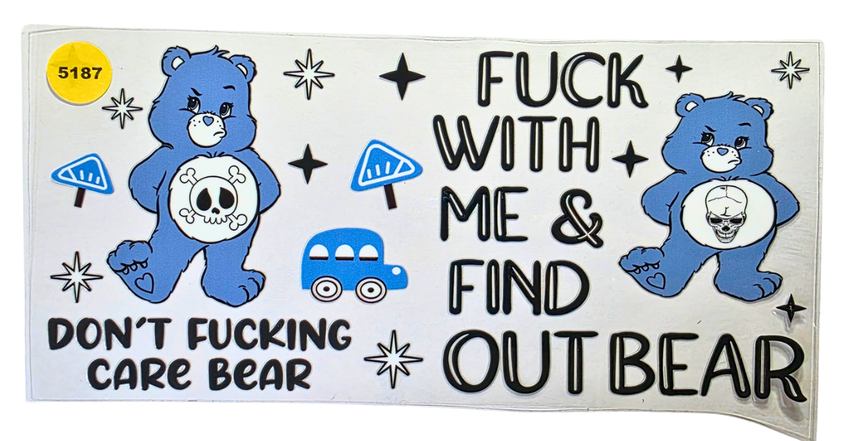 5187 FUCK WITH ME SWEAR BEAR CUP DECAL