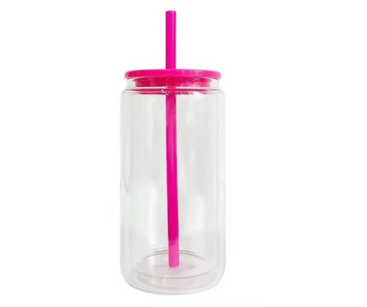 16oz HOT PINK STRAW & LID