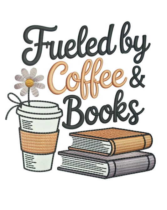 FUELED BY COFFEE AND BOOKS TOTE BAG TRANSFER