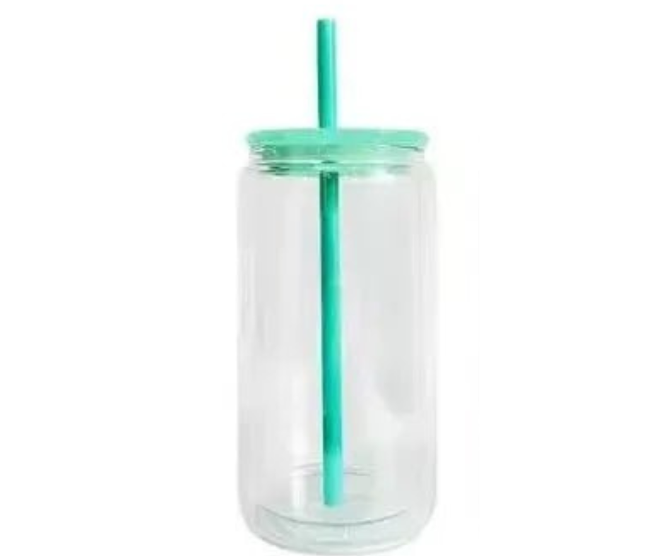 16oz MINT GREEN LID & STRAW