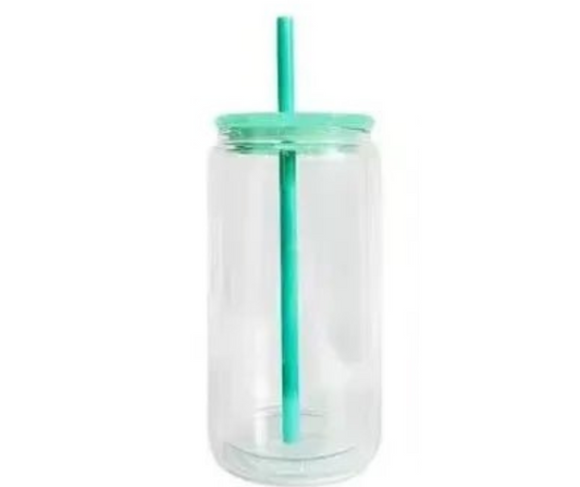 16oz MINT GREEN LID & STRAW