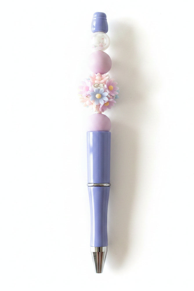 PURPLE PEN WITH FLOWER BEAD