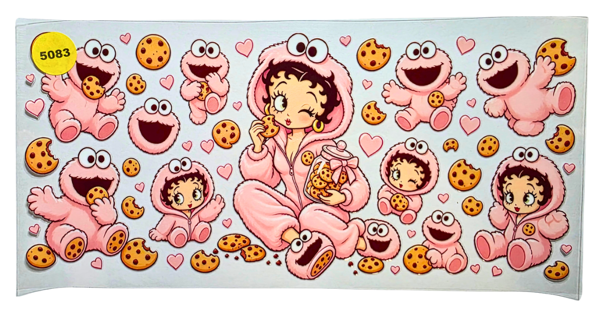 5083 LIGHT PINK BETTY BOOP COOKIE MONSTER CUP DECAL