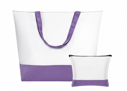 PURPLE TOTE BAG W/ COSMETIC BAG