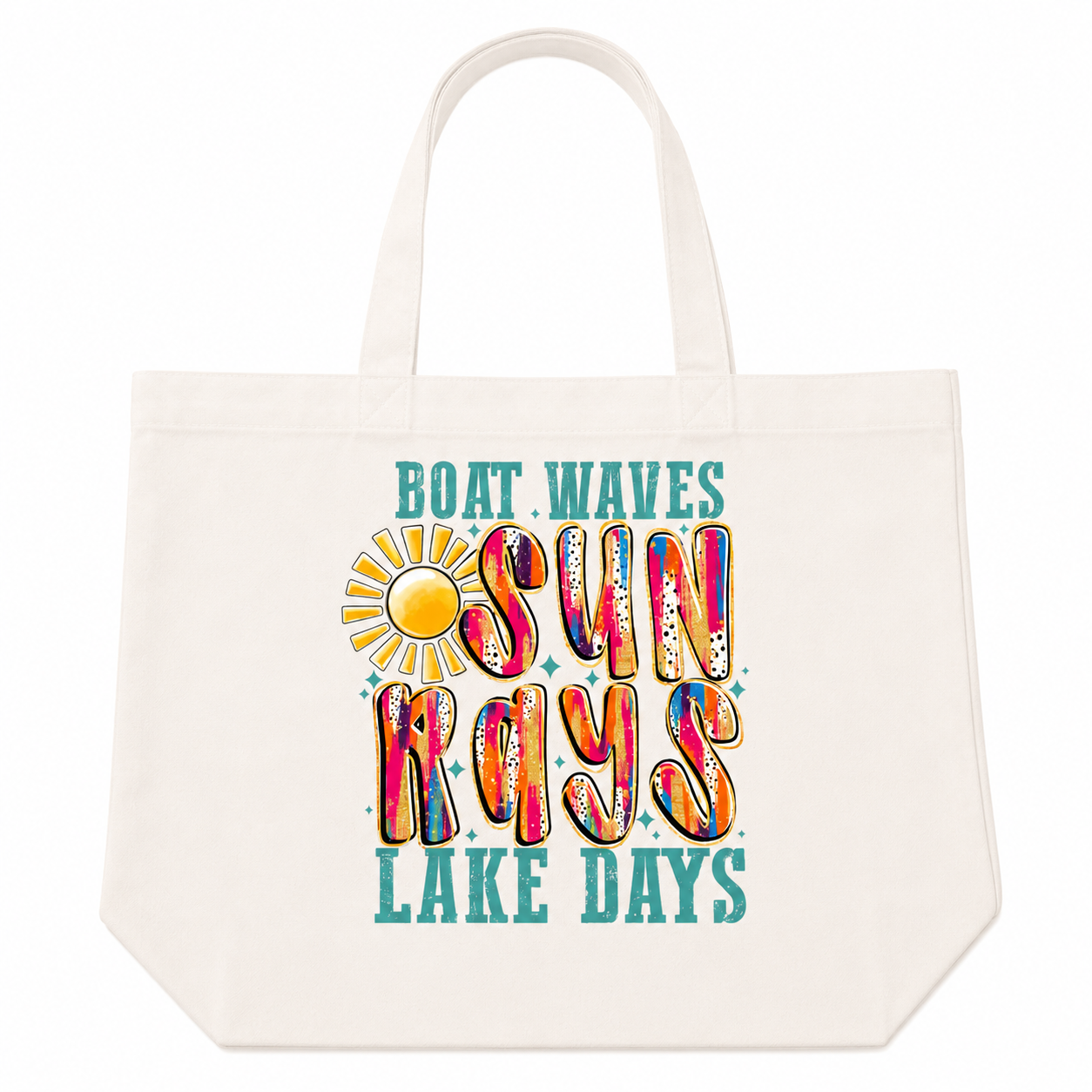 BOAT, WAVES SUN RAYS TOTE BAG