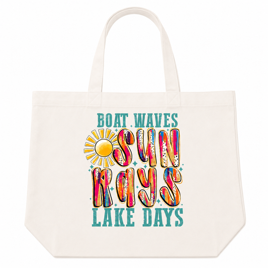BOAT, WAVES SUN RAYS TOTE BAG