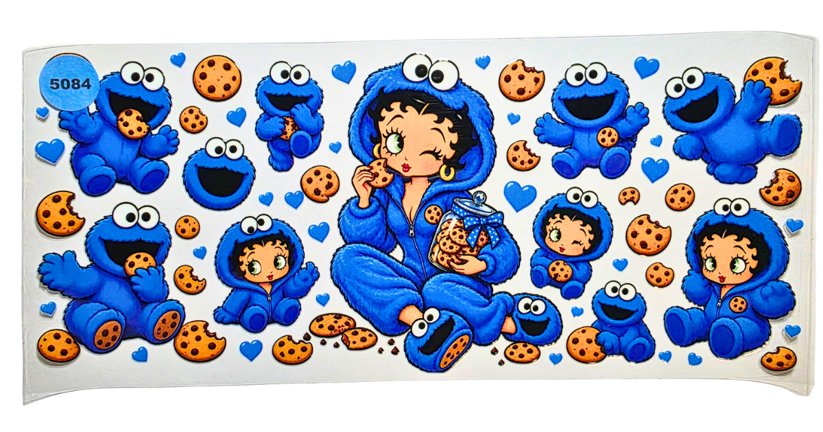 5084 BLUE BETTY BOOP COOKIE MONSTER CUP DECAL