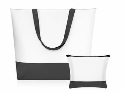 GREY TOTE BAG W/ COSMETIC BAG