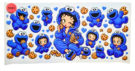 5081 DARK BLUE BETTY BOOP COOKIE MONSTER CUP DECAL