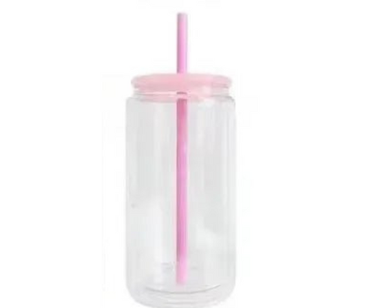 16oz PINK STRAW & LID