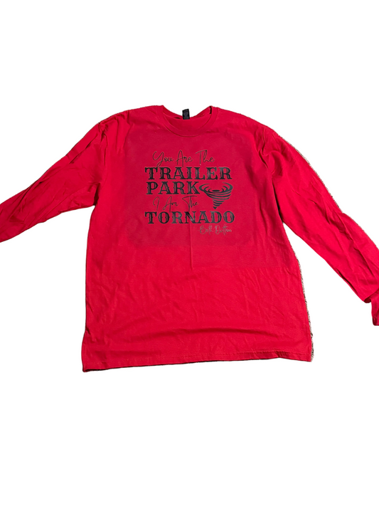 XL RED BELLA CANVAS LONG SLEEVE IM THE TORNADO