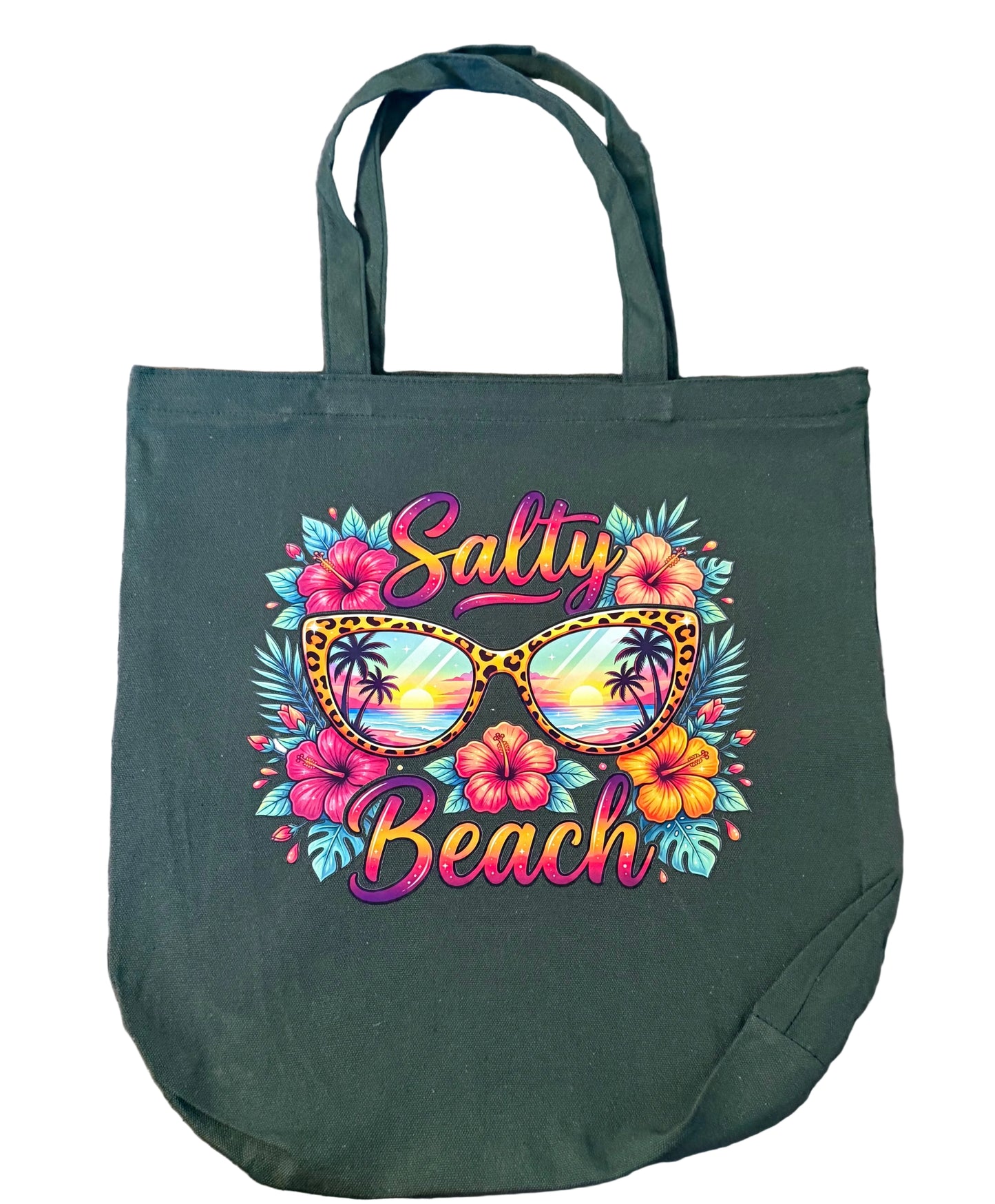 SALTY BEACH ZIPPERED TOTE BAG