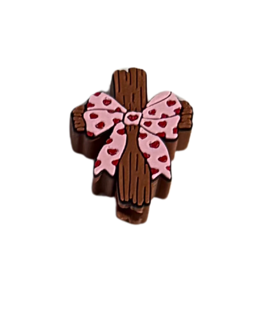 CROSS WITH BOW STRAW TOPPER