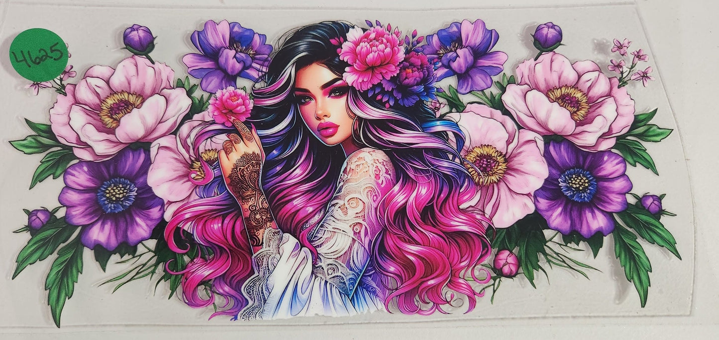 4625 FLORAL GIRL CUP DECAL
