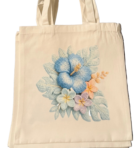 BLUE HIBISCUS TOTE BAG