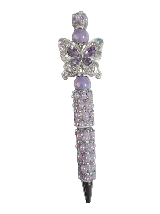 PURPLE RHINESTONE PEN WITH BUTTERFLY
