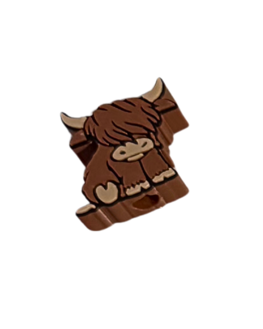 BROWN HIGHLAND COW STRAW TOPPER